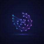 Abstract AI-generated network forming a faceless brand identity, symbolizing building a faceless brand with AI in a futuristic digital space.