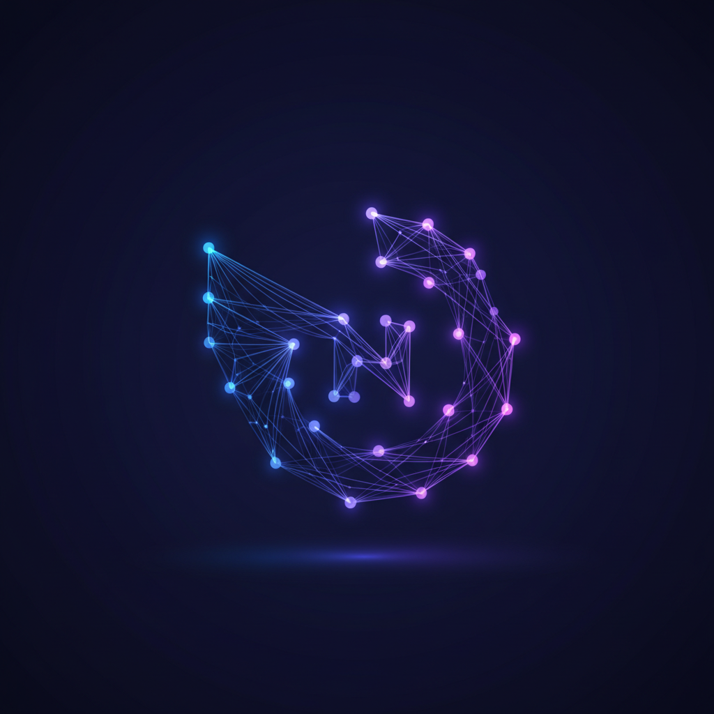 Abstract AI-generated network forming a faceless brand identity, symbolizing building a faceless brand with AI in a futuristic digital space.