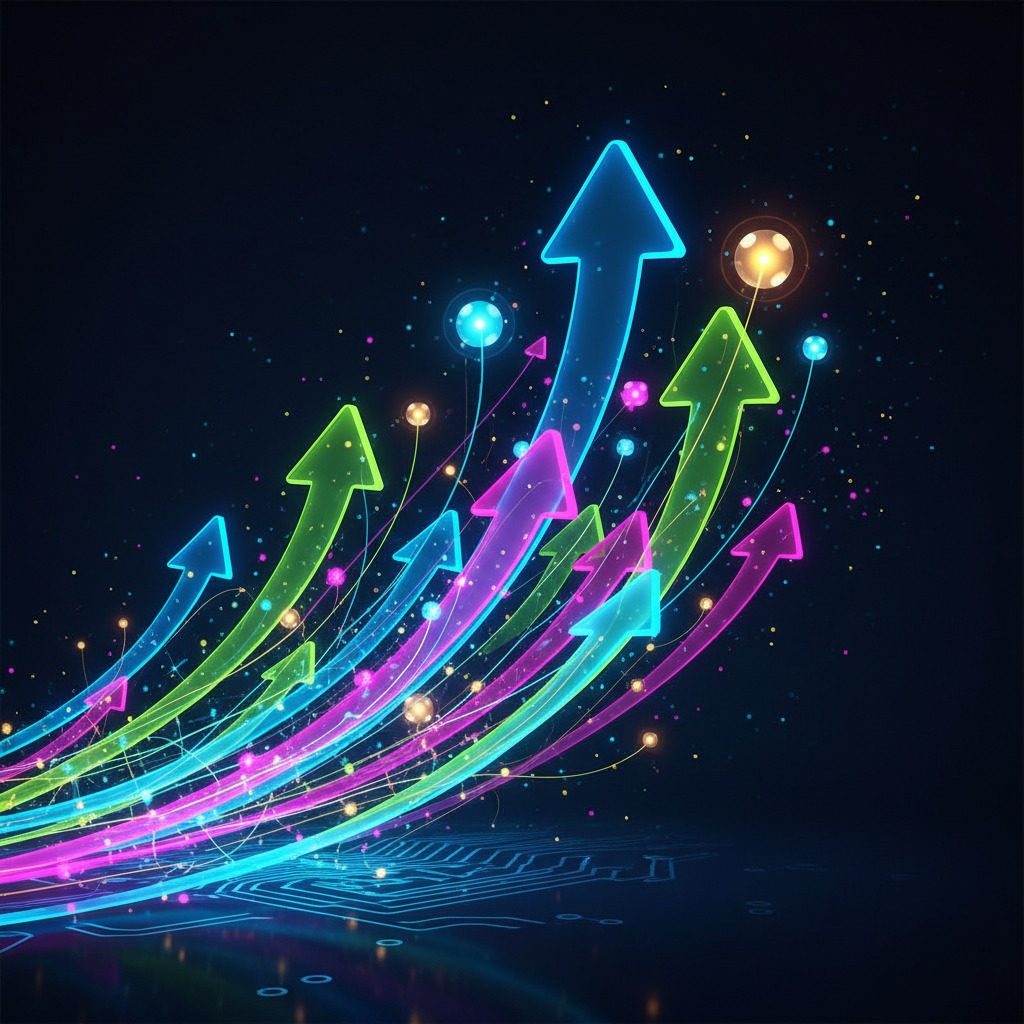 Abstract digital art illustrating growing online presence and connections, symbolizing growing on TikTok without showing your face.