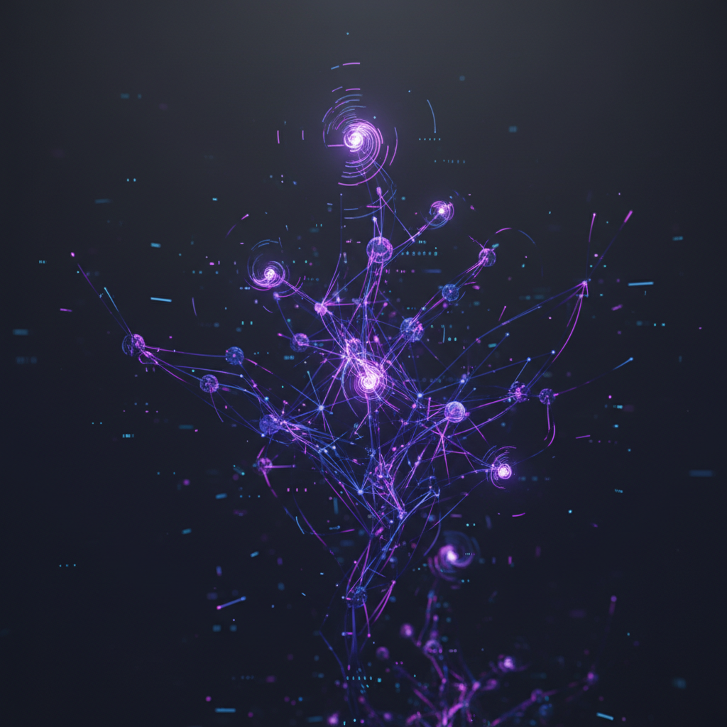 Abstract digital network illustration showing data flow and growth, ideal for growing on TikTok without showing your face.