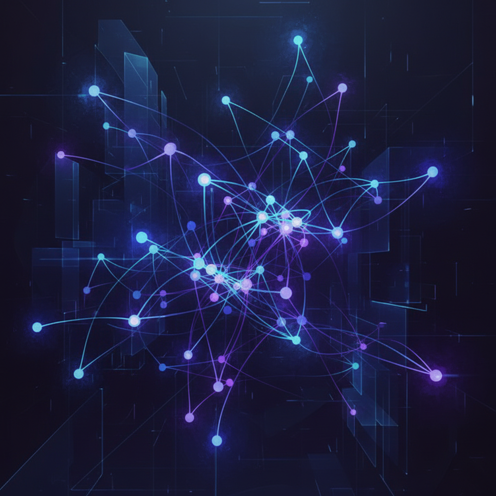 Abstract digital network with glowing nodes representing top AI platforms for anonymous branding in 2026.