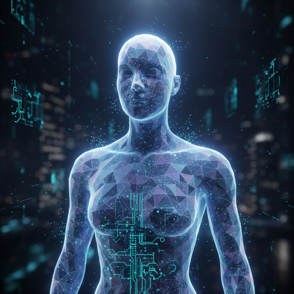 AI avatar creation for faceless creators visualized as evolving digital forms, representing a faceless persona in a tech-driven, abstract space. AI avatar creation for faceless creators visualized as evolving digital forms, representing a faceless persona in a tech-driven, abstract space.