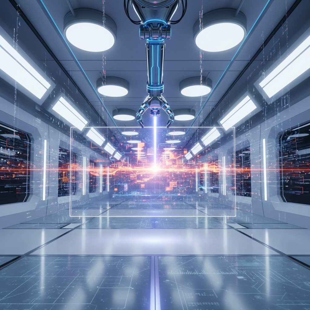 AI content automation transforming digital content creation for business growth, futuristic technology concept.