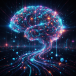 AI creating faceless Twitter threads visualized as glowing digital network, futuristic concept art.