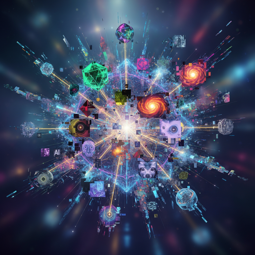 AI-generated visuals for faceless content showcased as abstract digital art, representing diverse creative outputs from a futuristic neural network. AI-generated visuals for faceless content showcased as abstract digital art, representing diverse creative outputs from a futuristic neural network.