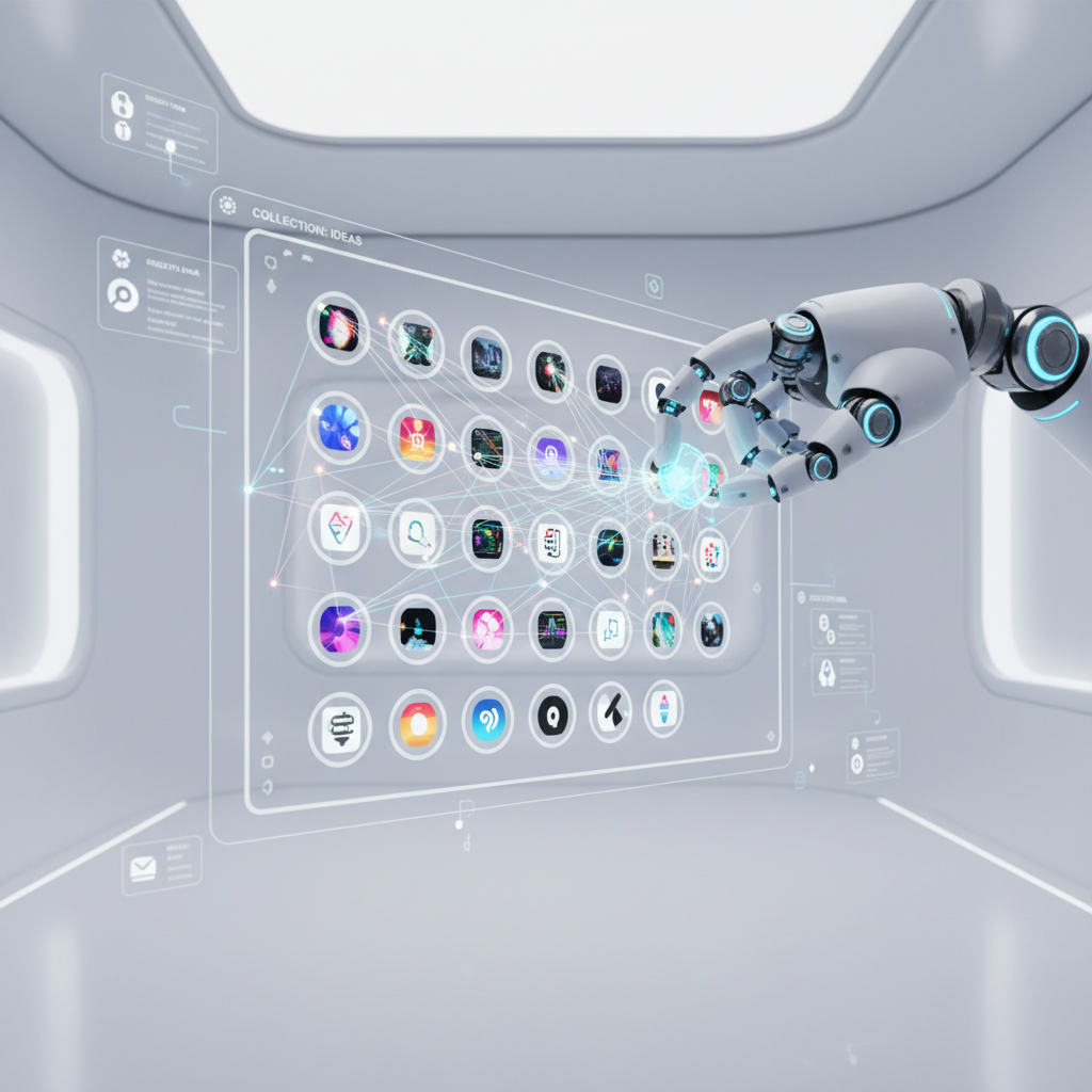AI robot automating a faceless Pinterest account, organizing digital pins on a futuristic board, digital art illustration. AI robot automating a faceless Pinterest account, organizing digital pins on a futuristic board, digital art illustration.