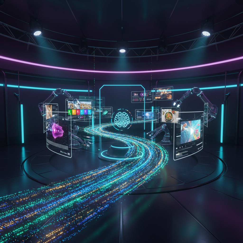 AI transforming creative ideas into polished video clips, illustrating how to make high-quality faceless videos for monetization.