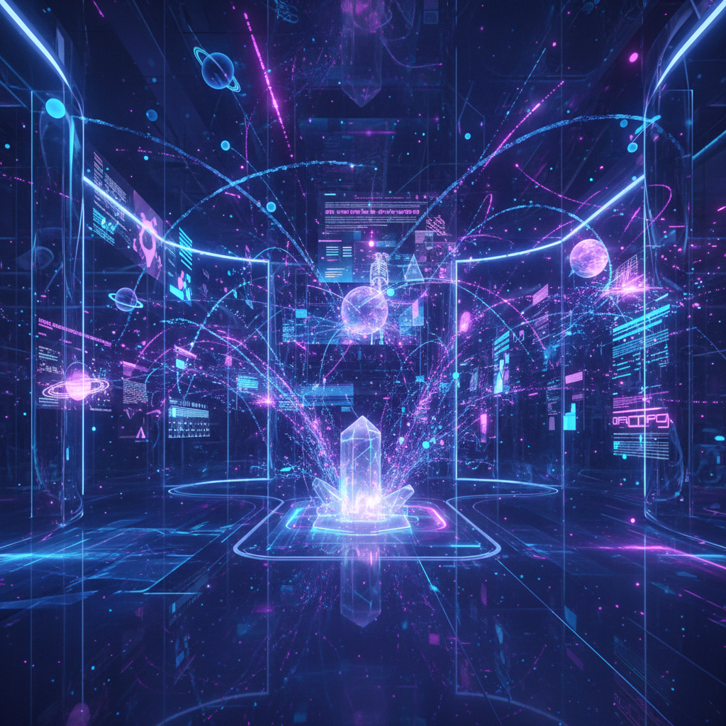 AI transforming educational content creation, showing how to make faceless educational videos with AI through abstract digital visualization.