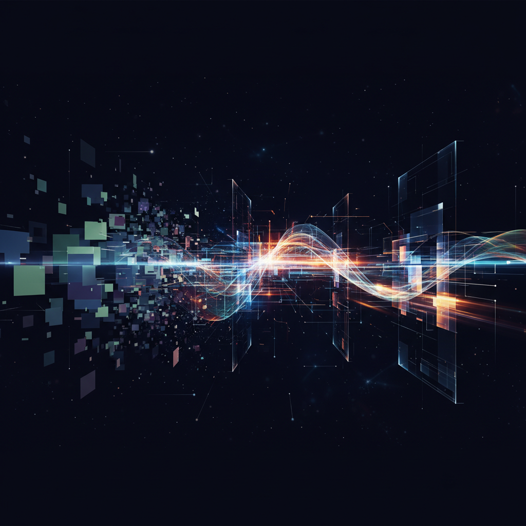 AI video upscaling for faceless content transforming blurry footage into crisp 4K resolution, abstract digital art, futuristic visuals. AI video upscaling for faceless content transforming blurry footage into crisp 4K resolution, abstract digital art, futuristic visuals.