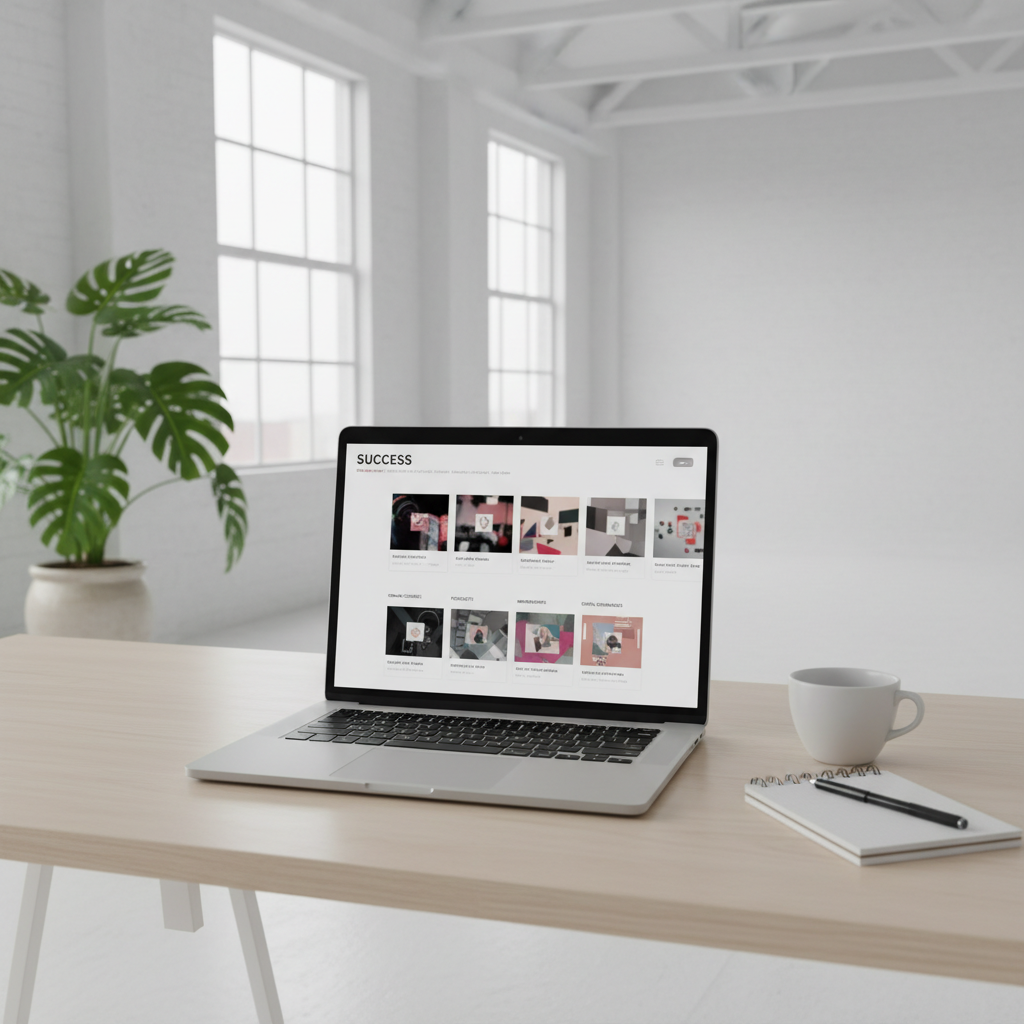 Diverse digital products displayed on a laptop screen, illustrating faceless content on Kajabi for online sales and business growth. Diverse digital products displayed on a laptop screen, illustrating faceless content on Kajabi for online sales and business growth.