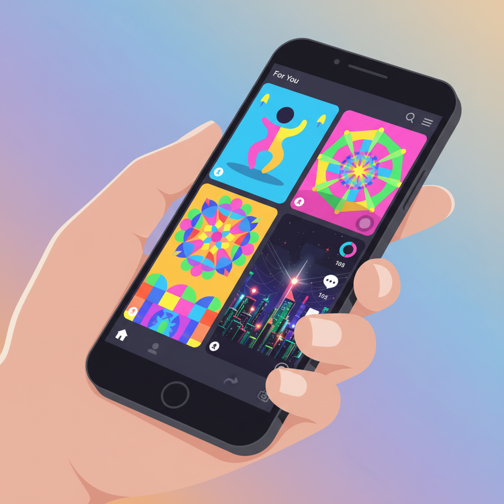 Diverse faceless TikTok content examples displayed on a smartphone, illustrating methods for growing on TikTok without showing your face.