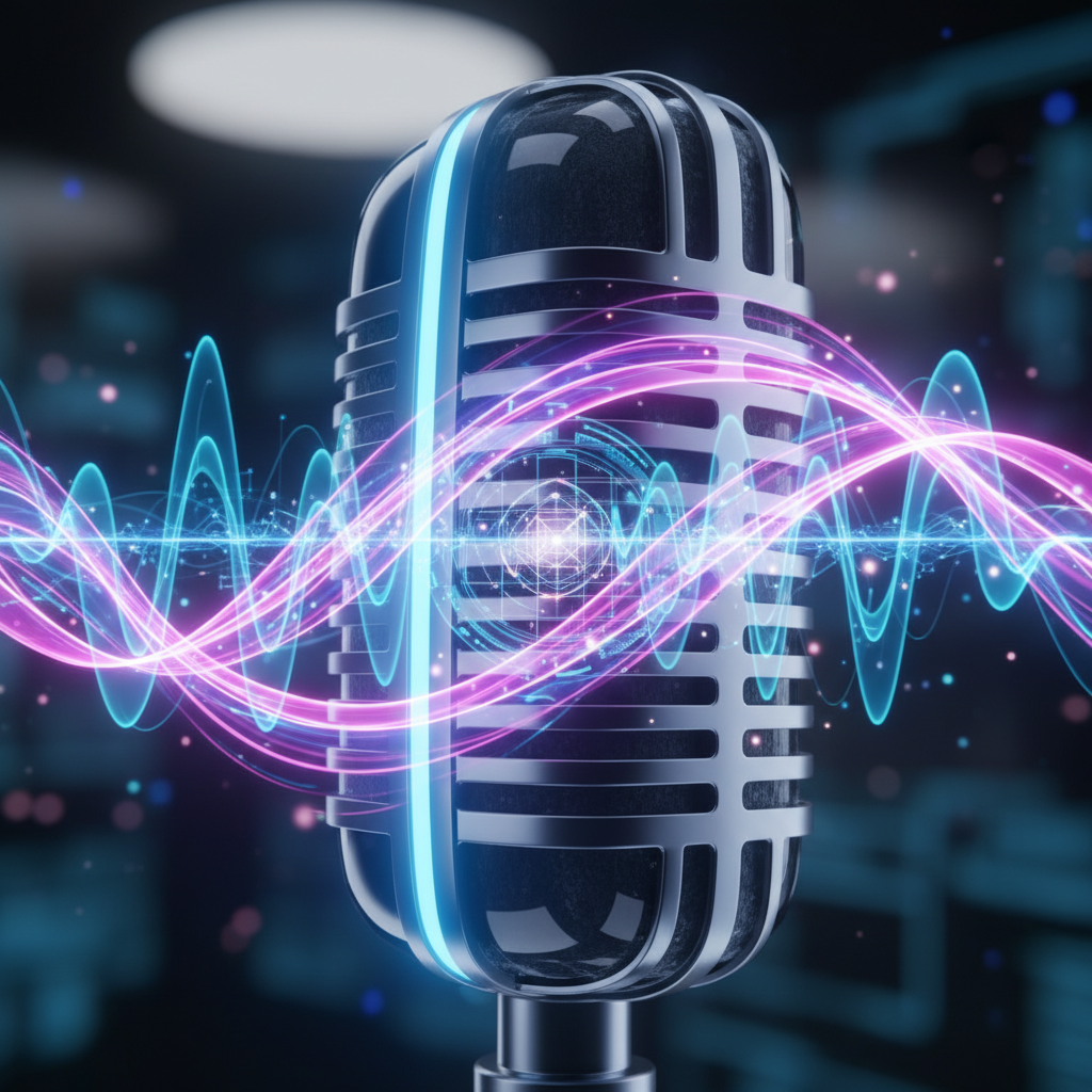 ElevenLabs tutorial for faceless channels: Futuristic microphone and abstract soundwaves, representing hyper-realistic AI voice creation for narration. ElevenLabs tutorial for faceless channels: Futuristic microphone and abstract soundwaves, representing hyper-realistic AI voice creation for narration.
