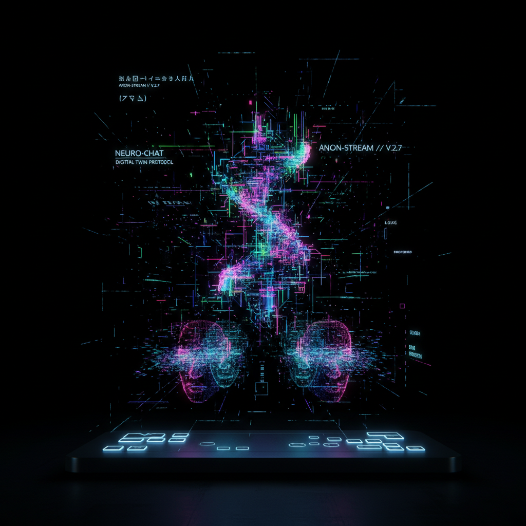 Futuristic AI interface visualizes data streams, perfect for an article on using AI for faceless Twitch streams in 2026.