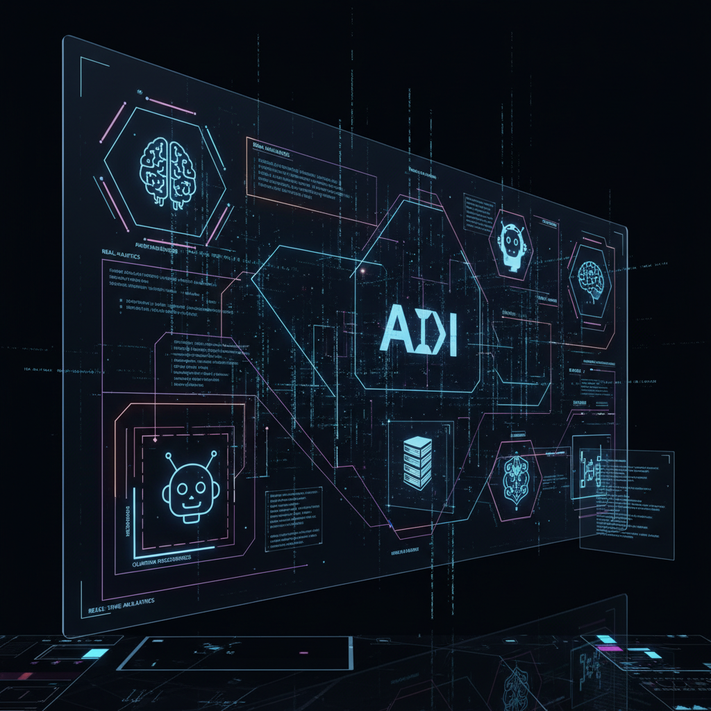 Futuristic AI tools and data streams illustrating faceless TikTok automation technology for viral content creation in 2026.