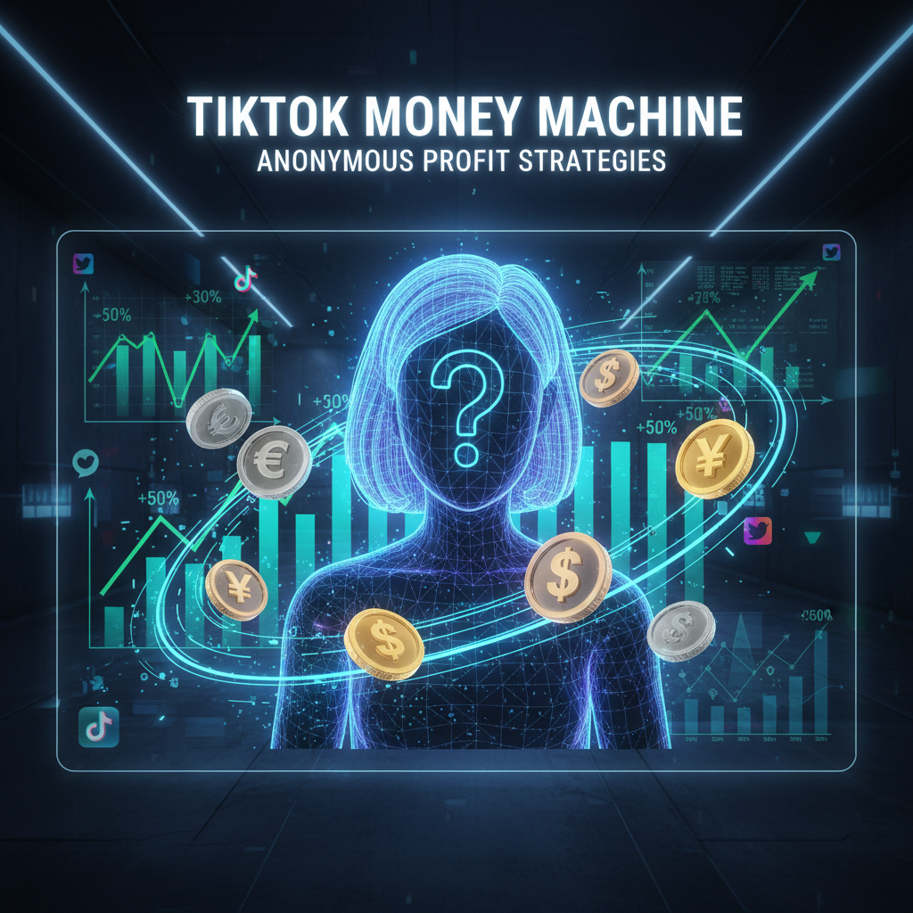 Illustration of anonymous avatar on screen with digital coins and growth charts, symbolizing monetizing faceless TikTok accounts in 2026. Illustration of anonymous avatar on screen with digital coins and growth charts, symbolizing monetizing faceless TikTok accounts in 2026.
