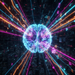 Viral faceless video ideas visualized as a glowing digital brain with data streams, representing success formulas for 2026.