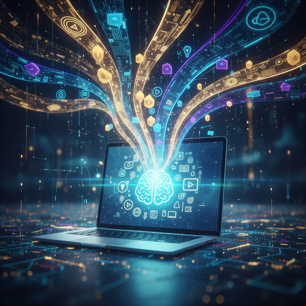Visual representation of income streams for faceless content creators on educational channels, showing digital monetization.