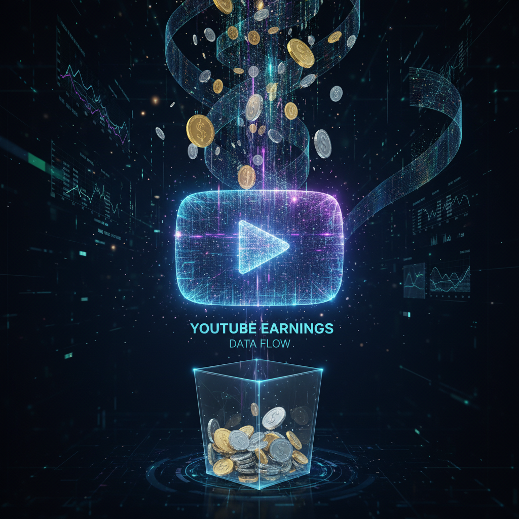 Visualizing how much do faceless YouTube channels make in 2026 with abstract digital currency and channel growth graphics.