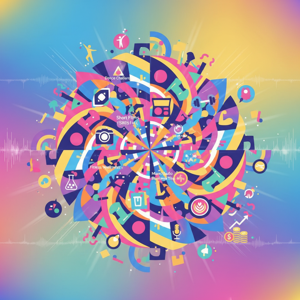 Visualizing popular niches for viral faceless Instagram Reels in 2026, demonstrating diverse digital content ideas with vibrant graphics.