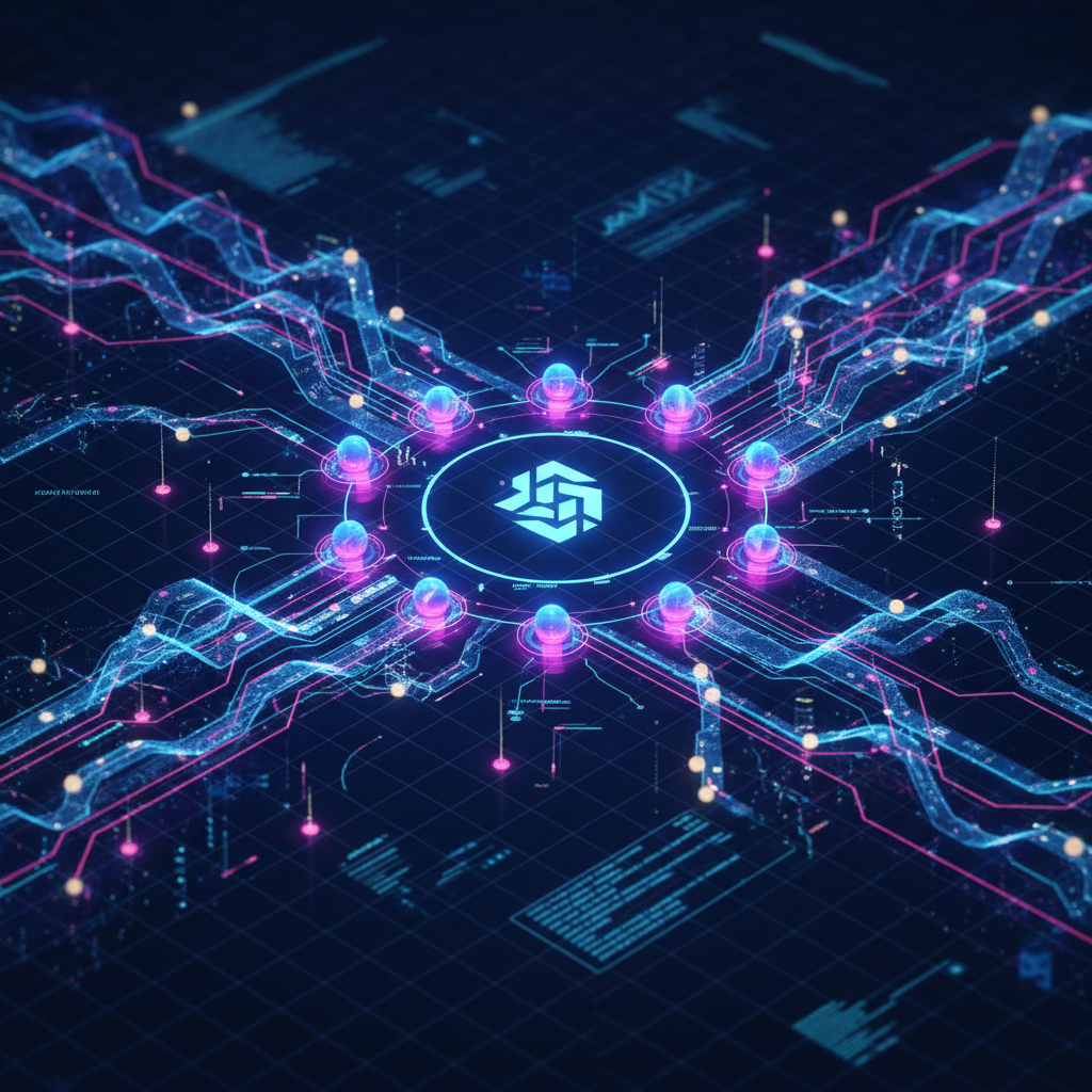 Visualizing the 5-step strategic framework for creating a faceless media company with AI, using abstract digital blueprints and AI nodes.