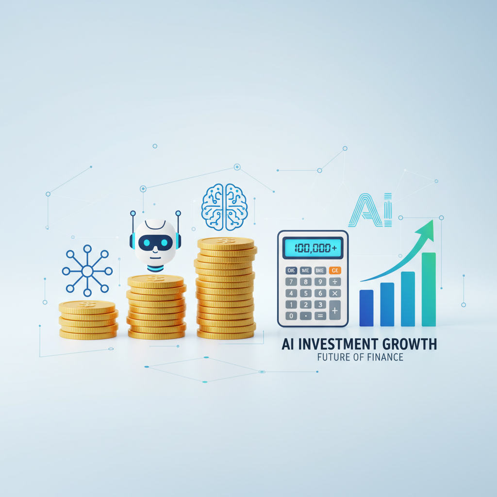 Visualizing the cost of starting a faceless AI channel with coins, calculator, and growth graph, infographic style.